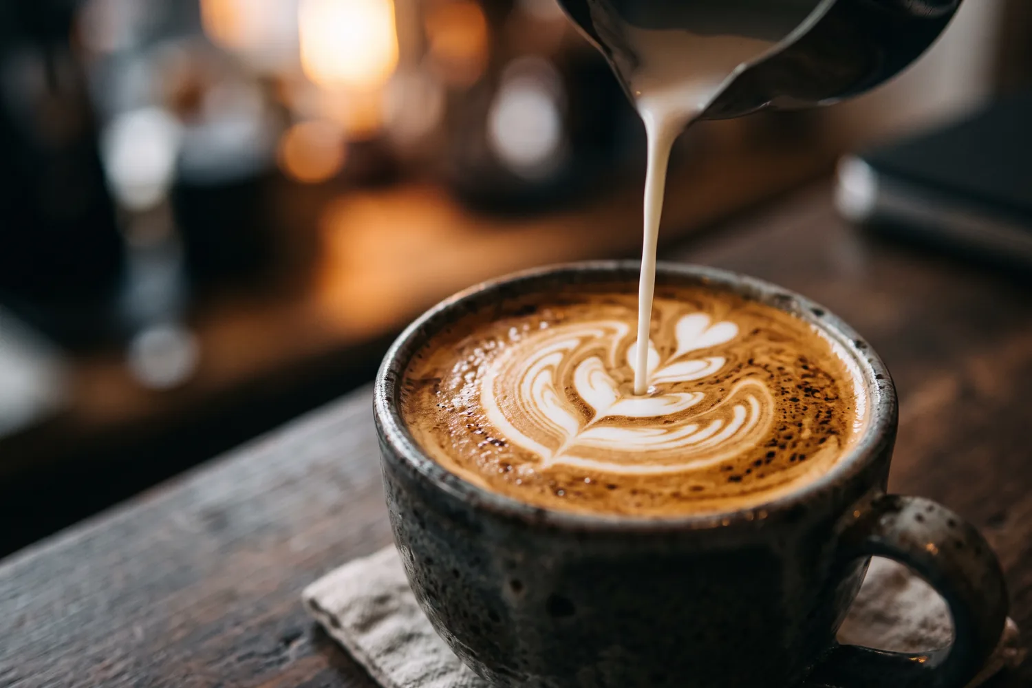 Xícara de café especial com latte art, imagem ilustrativa
