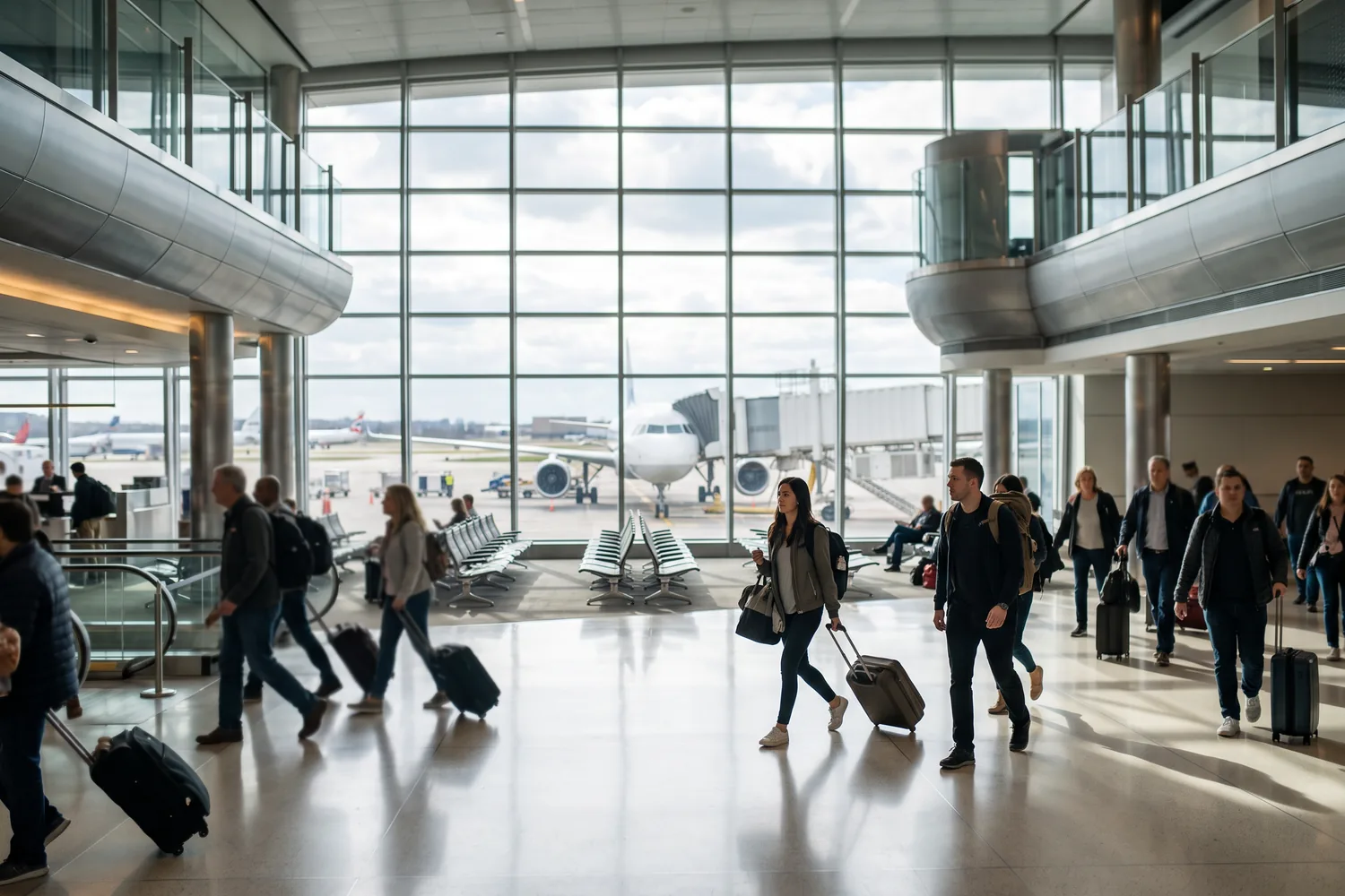 Terminal de aeroporto moderno, imagem ilustrativa