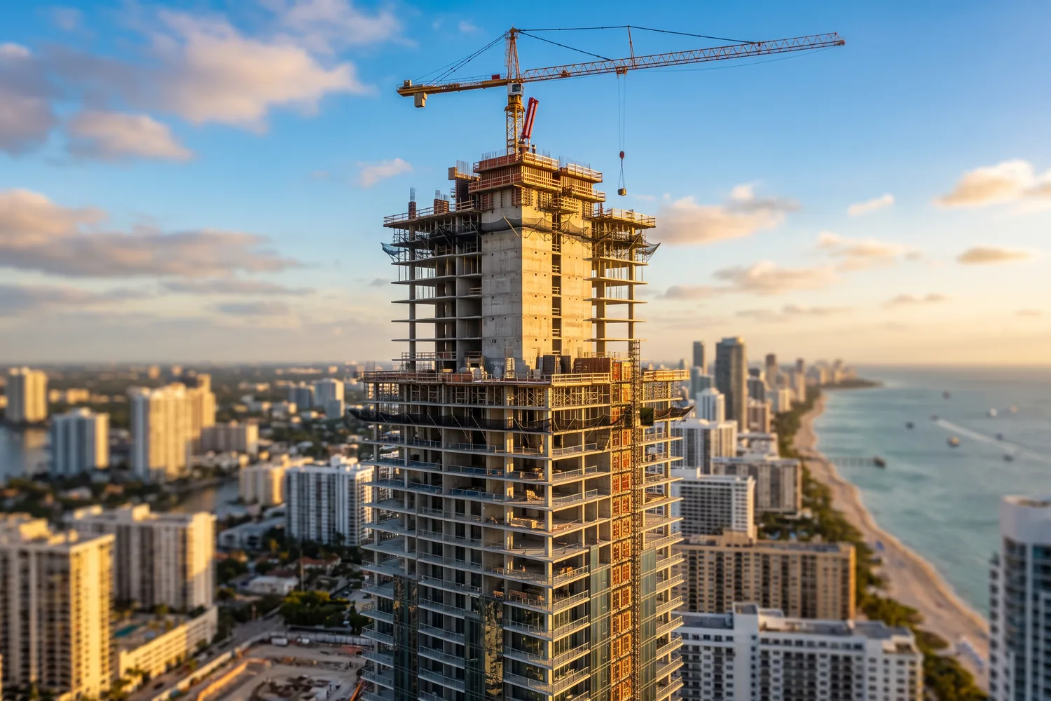 Torre residencial em construção, imagem ilustrativa