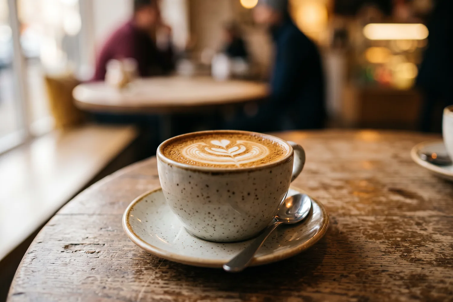 Xícara de espresso com latte art, imagem ilustrativa