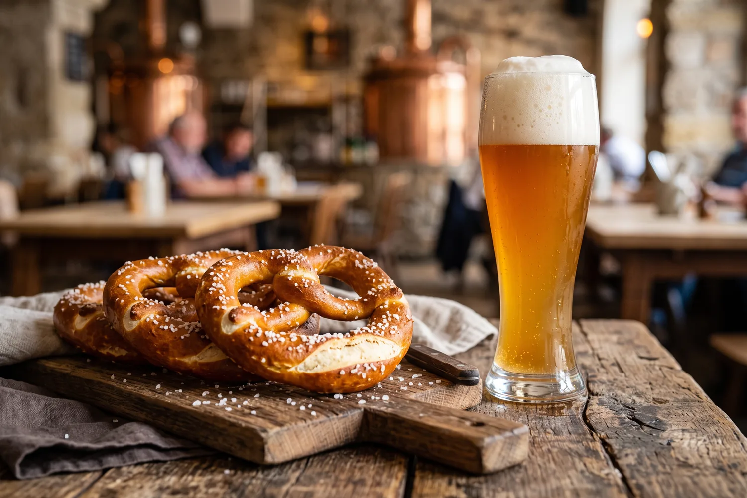 Pretzel e cerveja de trigo, imagem ilustrativa