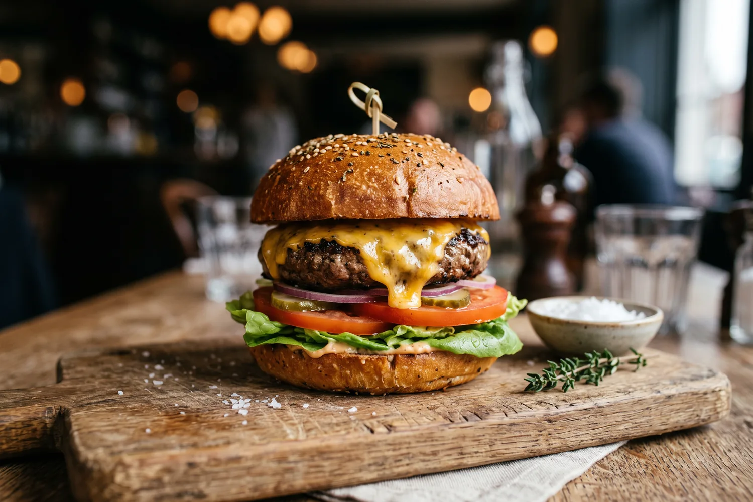Hamburguer artesanal gourmet, imagem ilustrativa