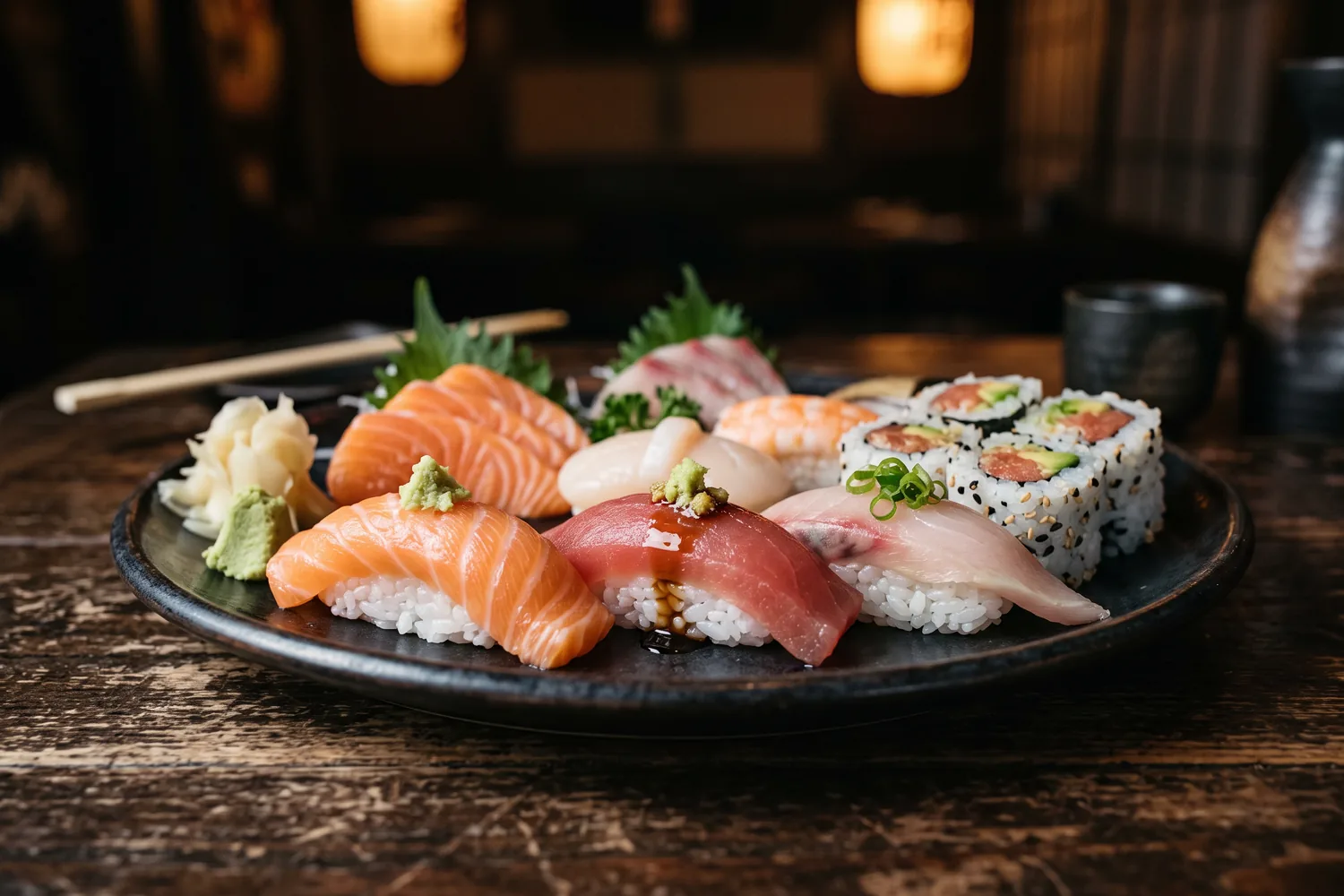 Peças de sushi e sashimi, imagem ilustrativa