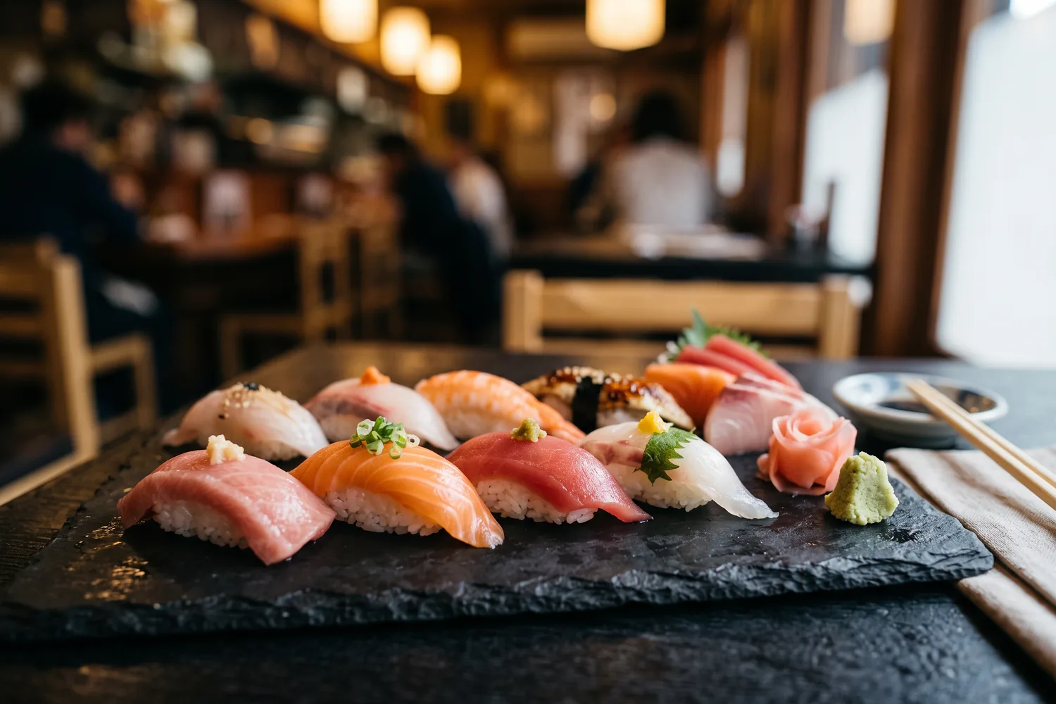 Peças de sushi e sashimi, imagem ilustrativa