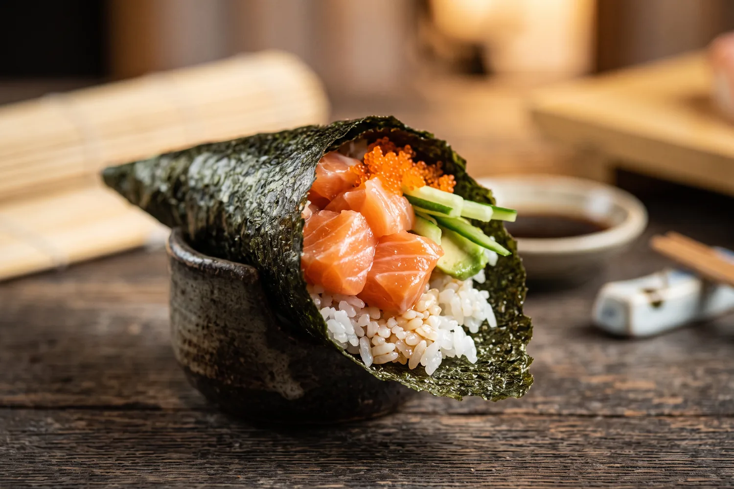 Temakis de culinária japonesa, imagem ilustrativa