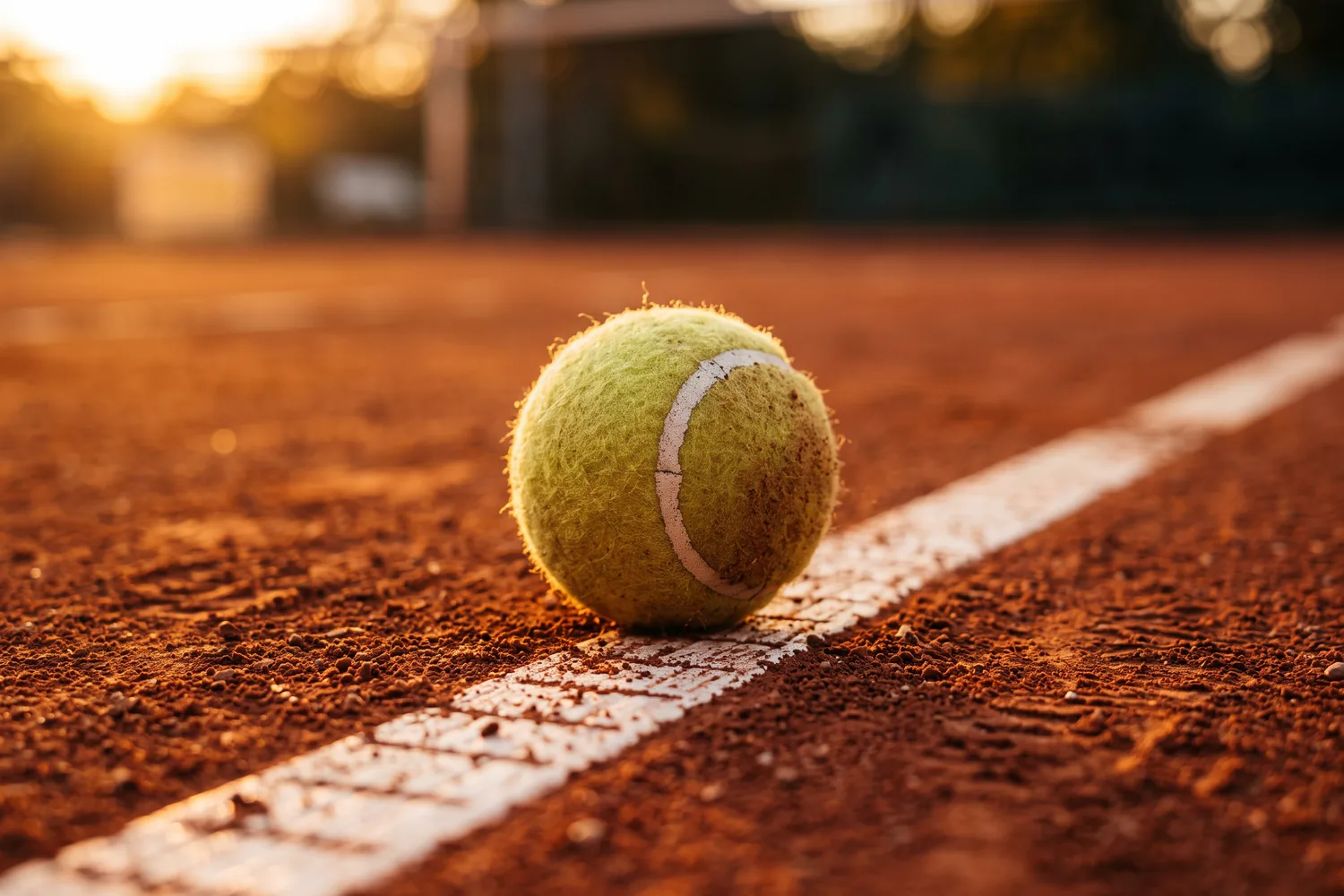 Bola de tenis em quadra de saibro, imagem ilustrativa