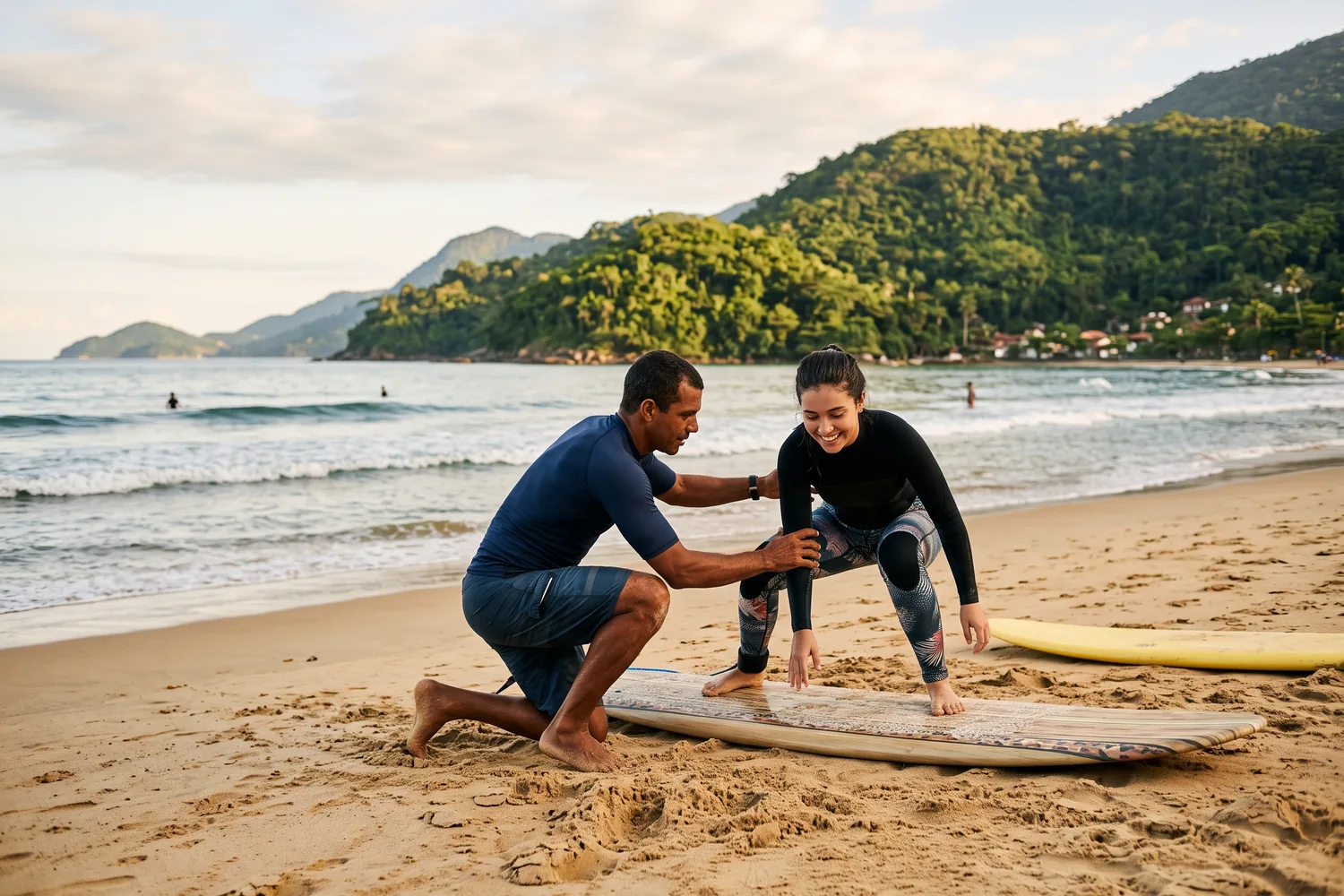 Aula de surf na praia, imagem ilustrativa
